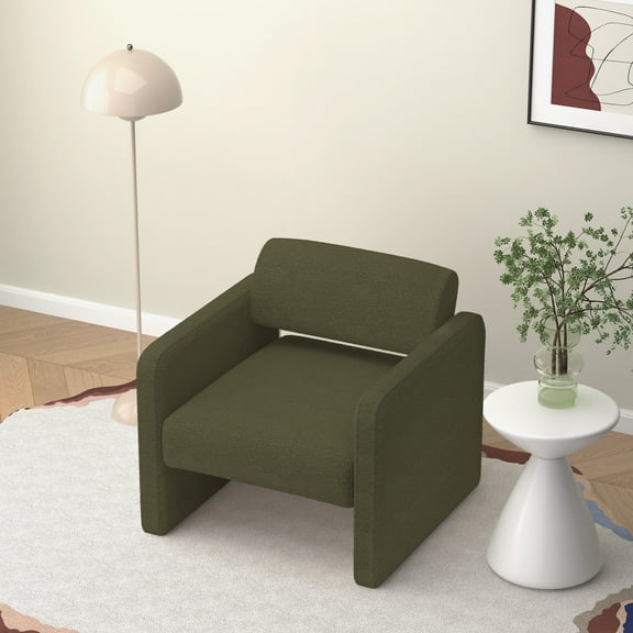 Meghna Modern Accent Chair Upholstered Single Sofa Arm Chair Wood Frame Green