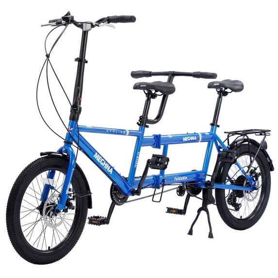 Meghna Tandem Bike 20 inches Wheels 2-Seater Shimano 7 Speed Folding Tandem Adult Beach Cruiser Blue