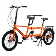 Meghna Tandem Bike 20 inches Wheels 2-Seater Shimano 7 Speed Folding Tandem Adult Beach Cruiser Orange