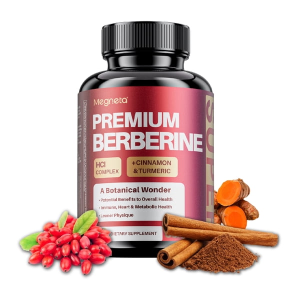 Megneta Super Berberine Capsules with Ceylon Cinnamon & Turmeric, 700mg Berberine Supplement for Metabolism, Blood Sugar & Heart Health, 60 Count