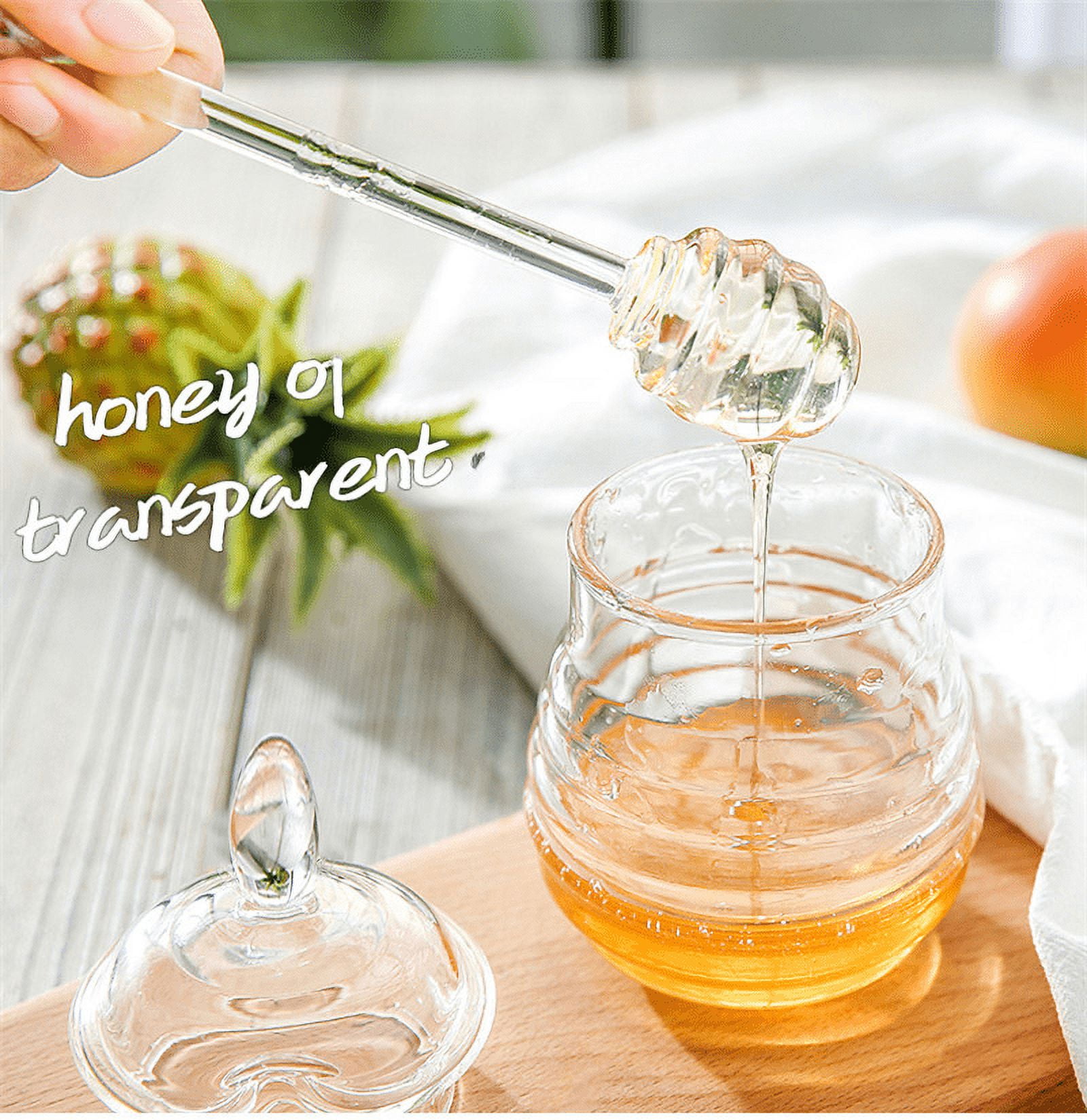 Megngio Transparent food with stirring rod honey jar honey bottle