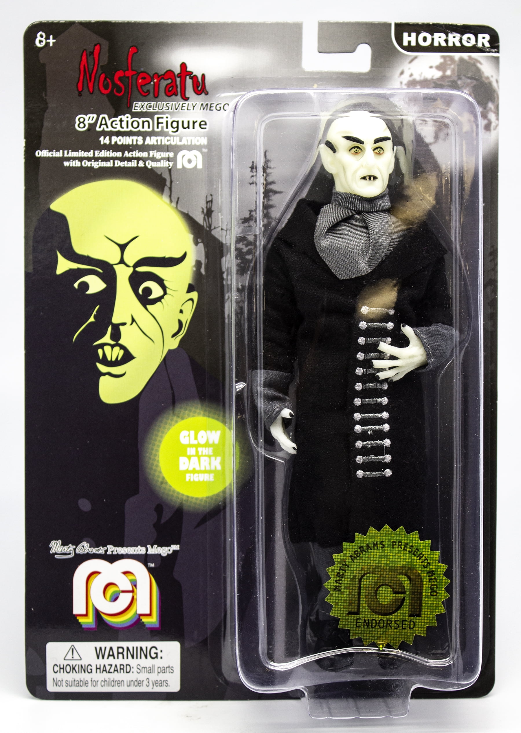 Mego Action Figure, 8 Glow in the Dark Nosferatu with Black Coat (Limited Edition Collectors Item)
