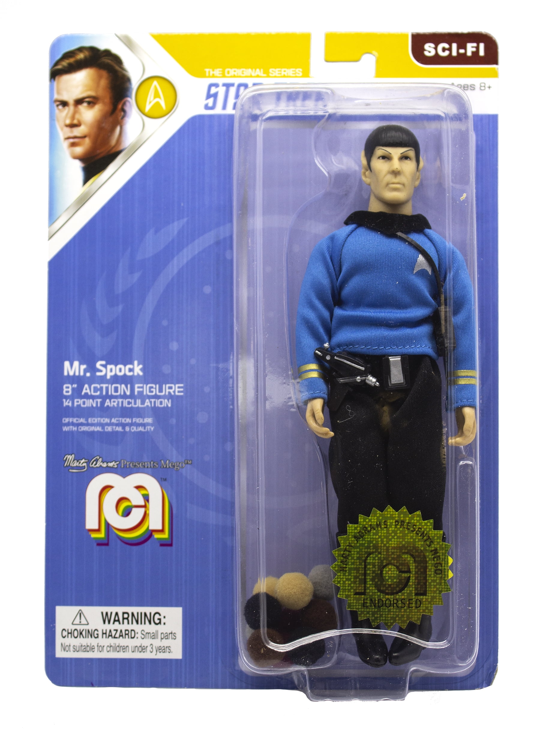 Mego Action Figure, 8” Star Trek - Mr. Spock in Blue Shirt w