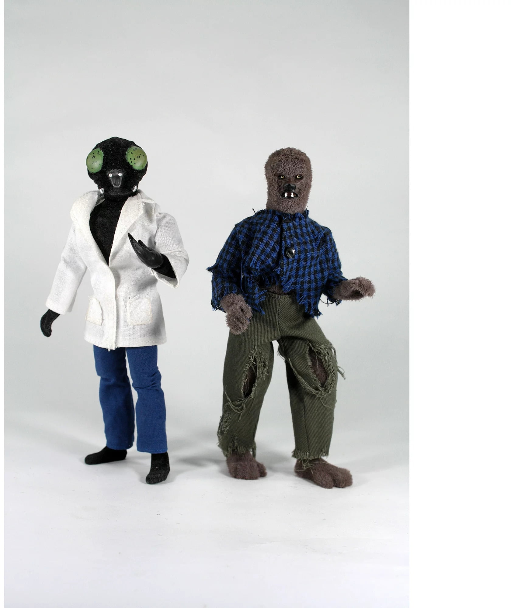 Mego - Flocked Fly & Flocked Werewolf Action Figure 2 Pack with Collectible Coin