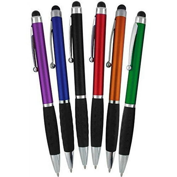 Mego Stylus, Ballpoint Pen, Assorted Ink Colors, 6 Count, 6 Pack