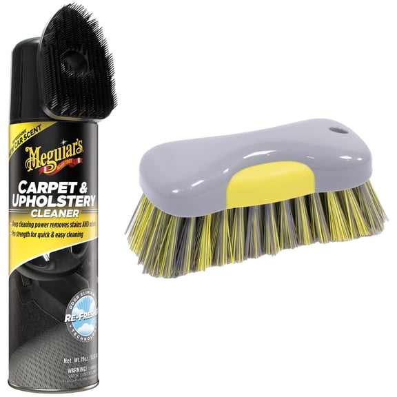 Meguiar's Carpet & Upholstery Cleaner with Auto Drive Stiff Bristle Scrub Brush Bundle