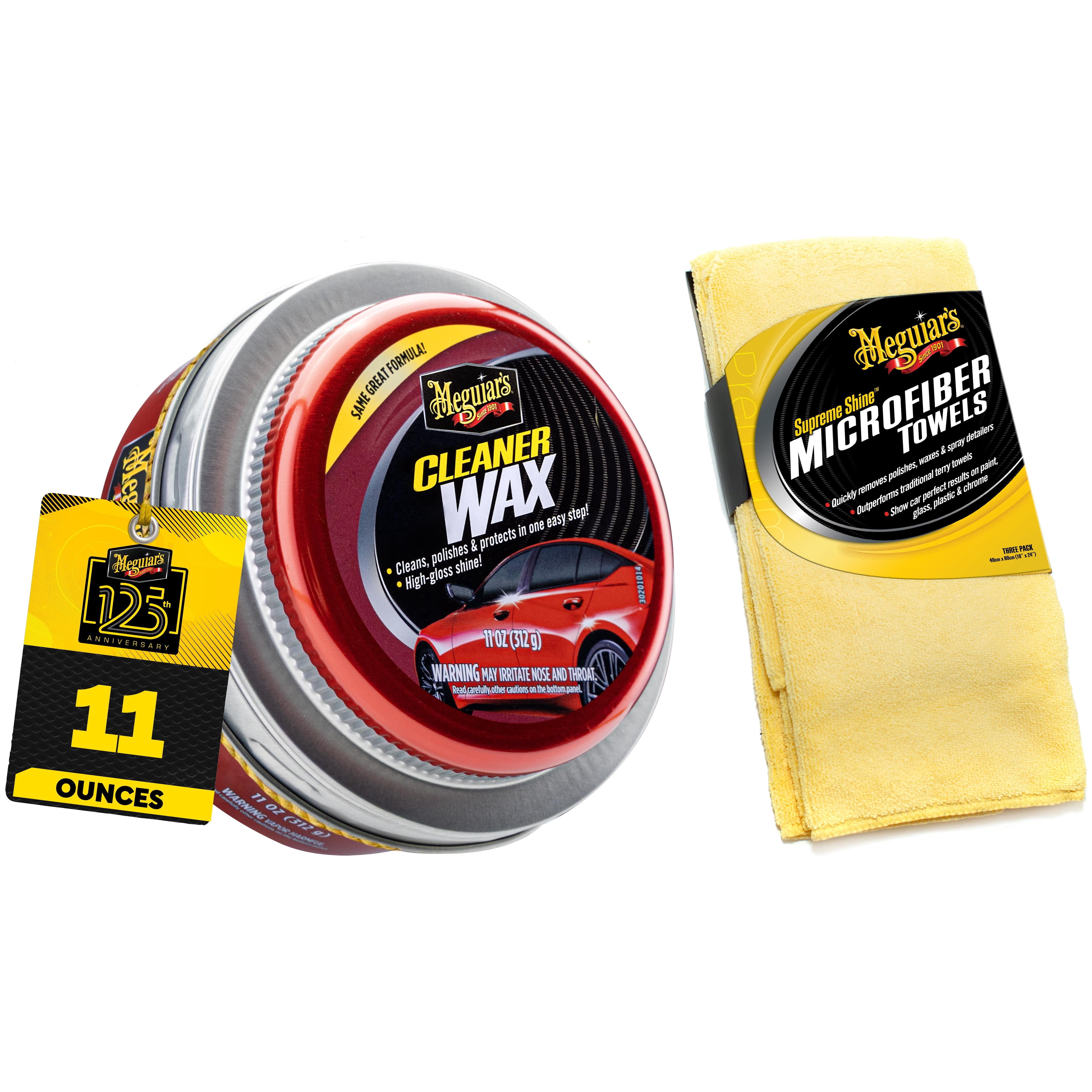 Meguiar's Cleaner Wax Paste with Supreme Shine Microfiber Towels Car Care Bundle