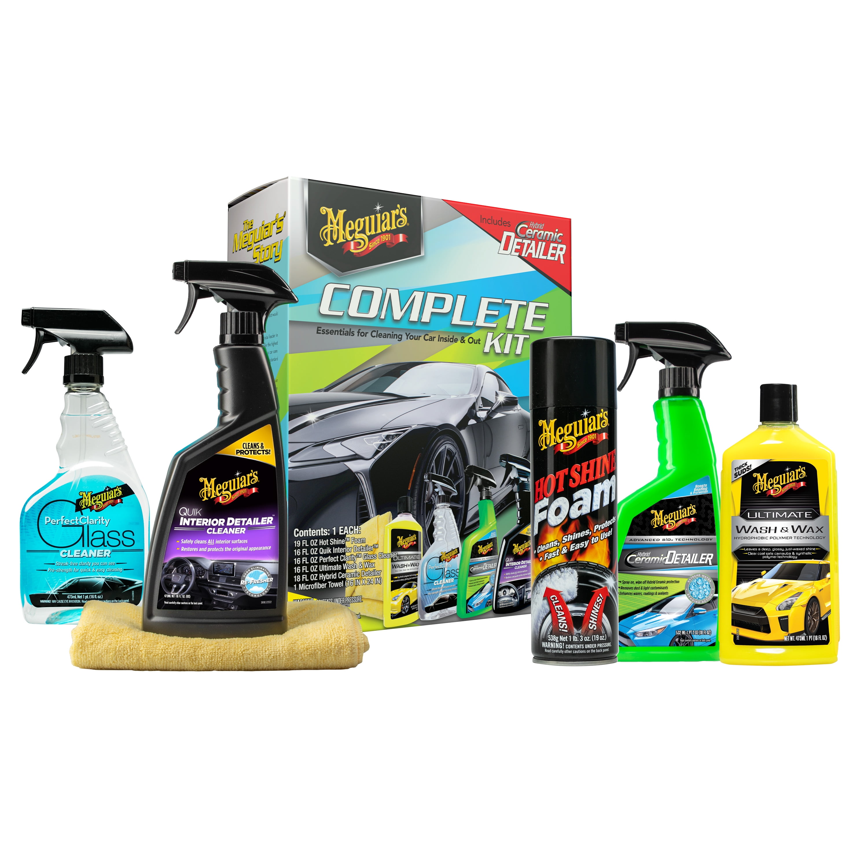 Meguiar's Ceramic Car Wash Kit - Includes Wash & Wax, Detailer, Microfiber Towel & Ceramic Wax