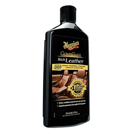 Meguiar’s Gold Class Rich Leather Lotion – Cleans, Conditions & Protects for Complete Care – G7214, 14 oz