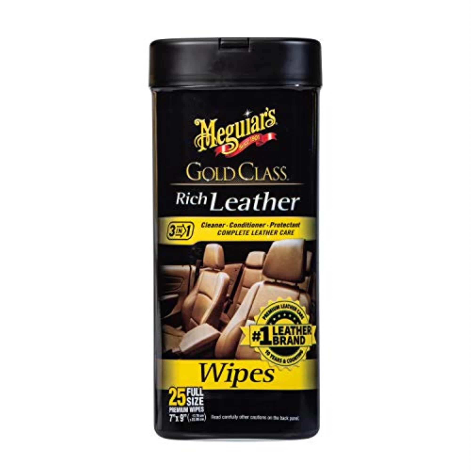 Meguiar's G10900 Rich Leather Wipes 30 Count Canister - 6 Per Case
