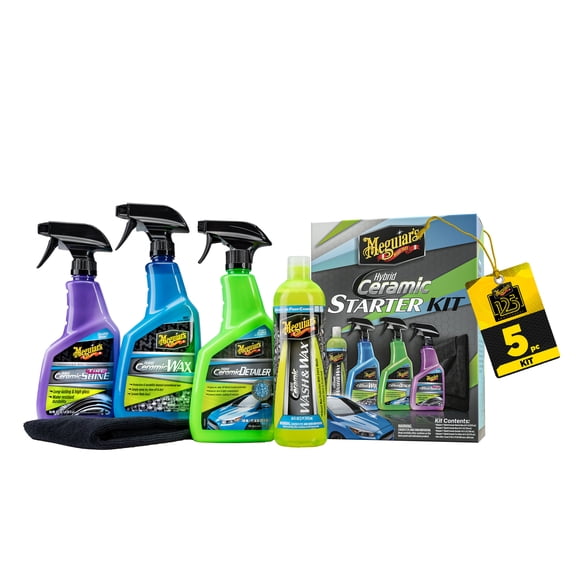 Meguiars Hybrid Ceramic Starter Kit, Includes Car Wash, Wax, Detailer, & Tire Shine