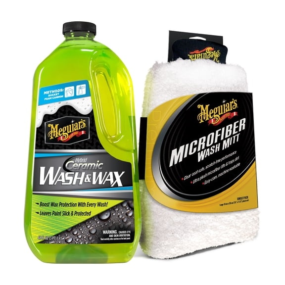 Meguiar's Hybrid Ceramic Wash & Wax - 48 fl oz. and Microfiber Wash Mitt Bundle