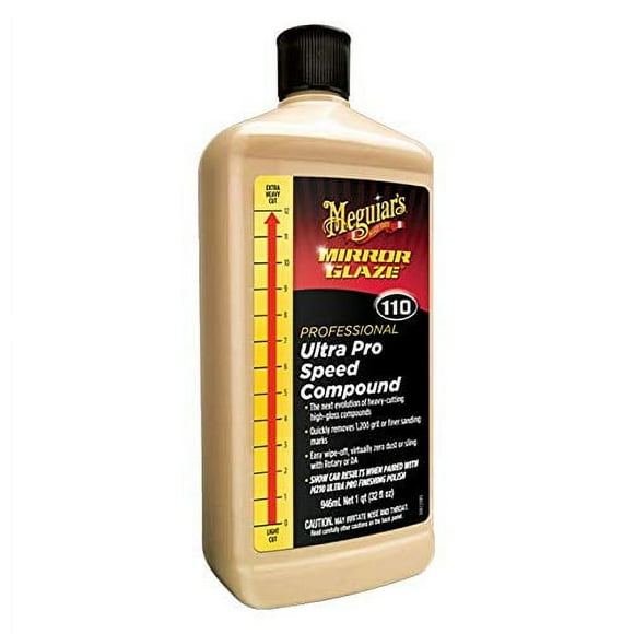 Meguiar's M110 Mirror Glaze Ultra Pro Speed Compound - Heavy Cut, High Gloss, M11032, 32 oz