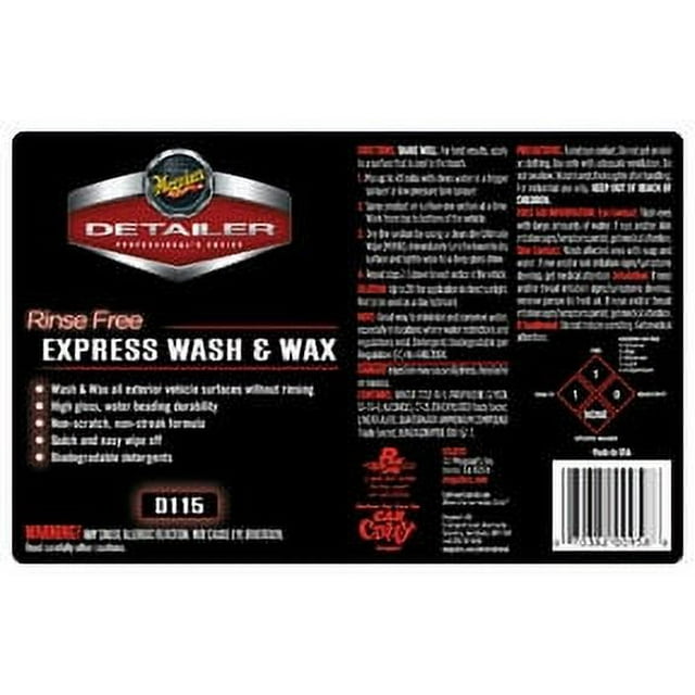 Meguiar's MGLVSLD115 Second Label For Rinse Free Express Wash & Wax