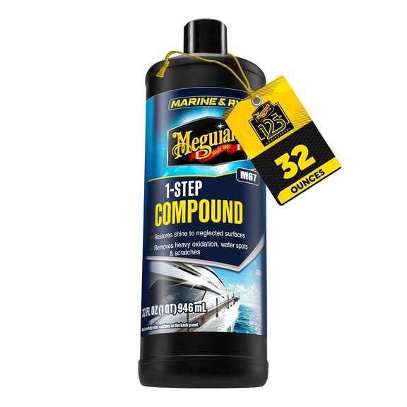 Meguiars Marine/RV One Step Compound, M6732, Removes Oxidation, Stains, Scratches, and Water Spots, Restores Color and Shine to Fiberglass Gel Coat Finishes, Christmas Gift Ideas for Car Dads, 32 Oz