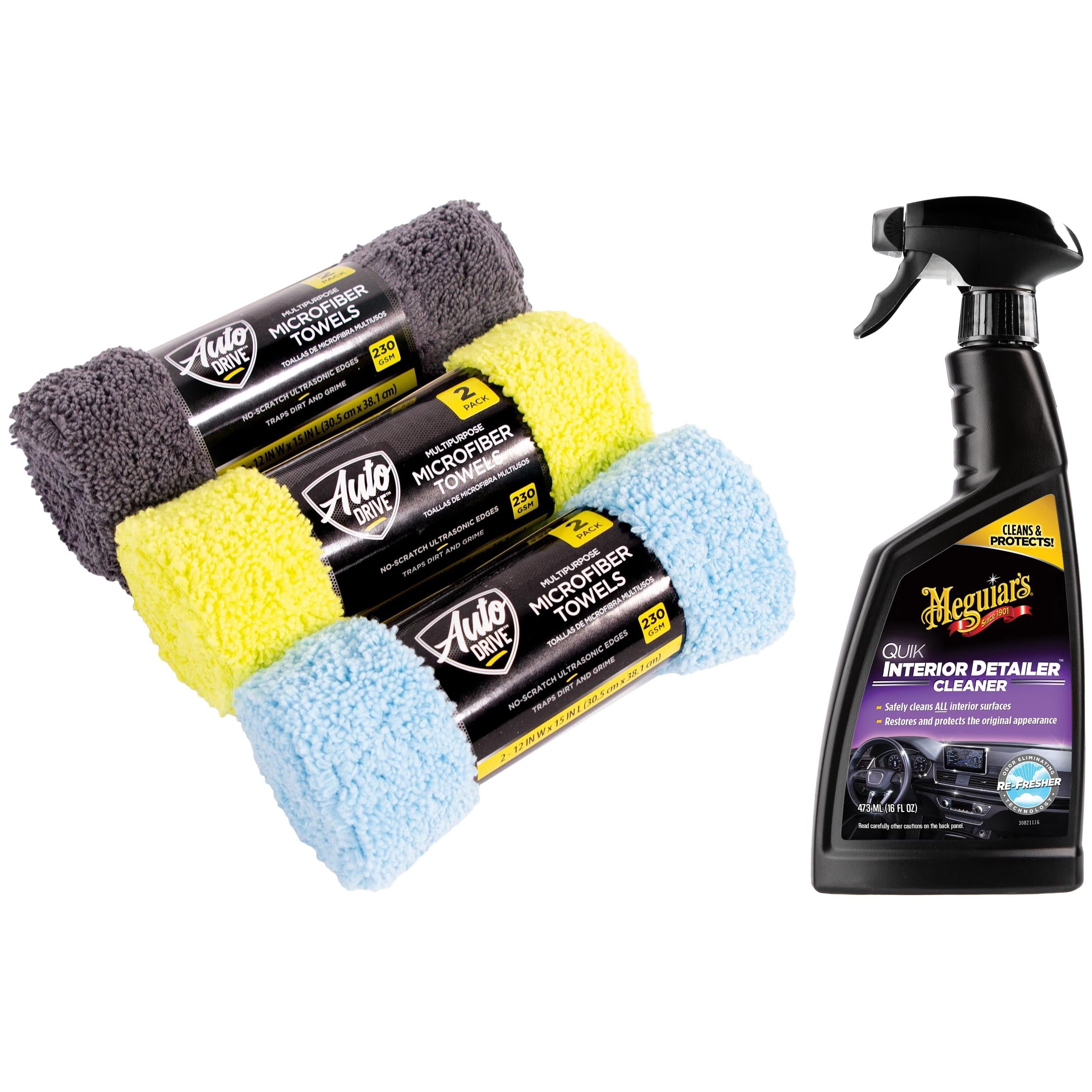 Meguiar's Quik Interior Detailer with Auto Drive Microfiber Cleaning Towels Interior Care Bundle