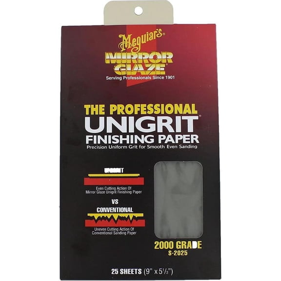 Meguiar's S2025 Mirror Glaze Unigrit Finishing Paper, 2000 Grit