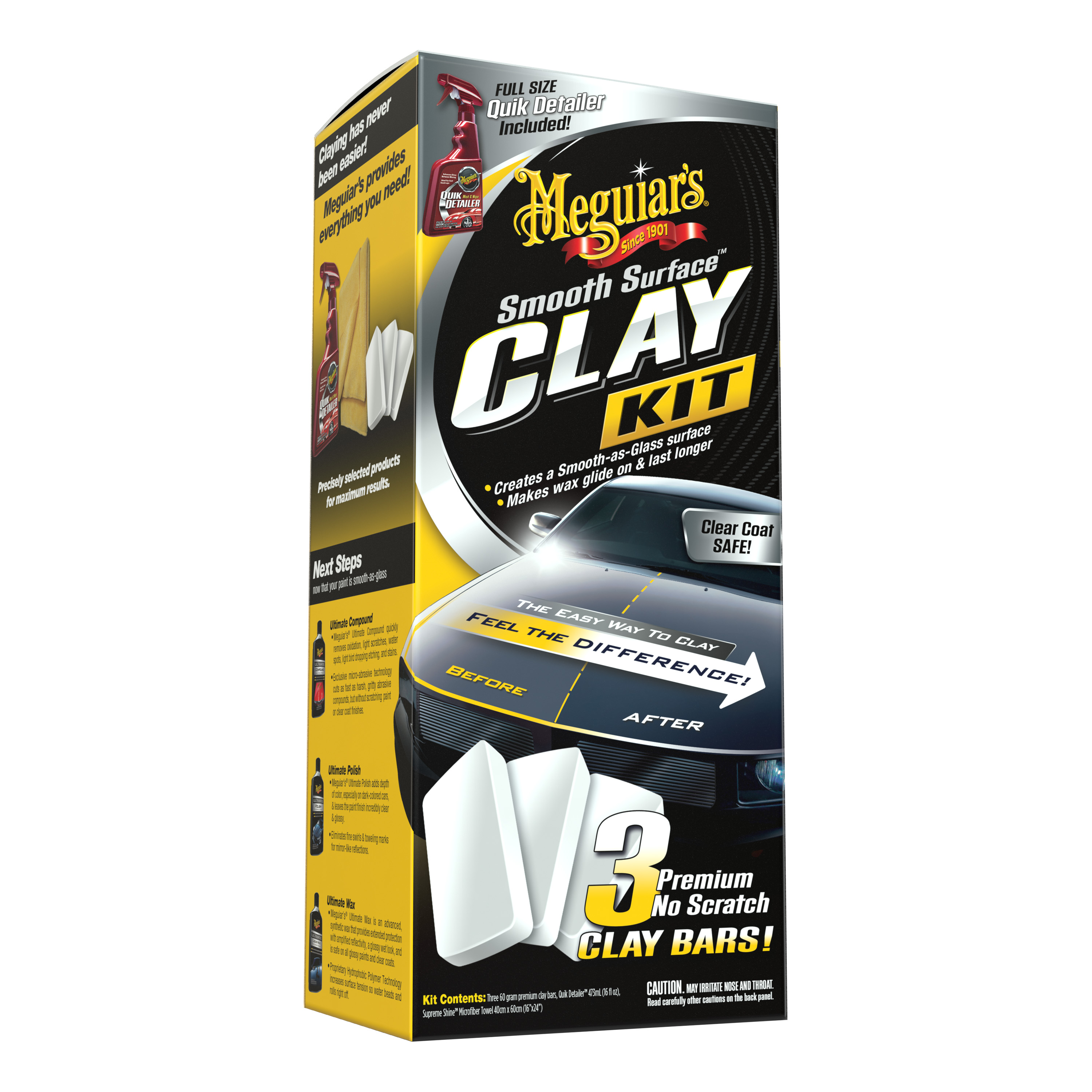 Meguiar's Smooth Surface Clay Kit - Safe and Easy Car Claying for a smooth as Glass Finish, G191700 - image 1 of 16