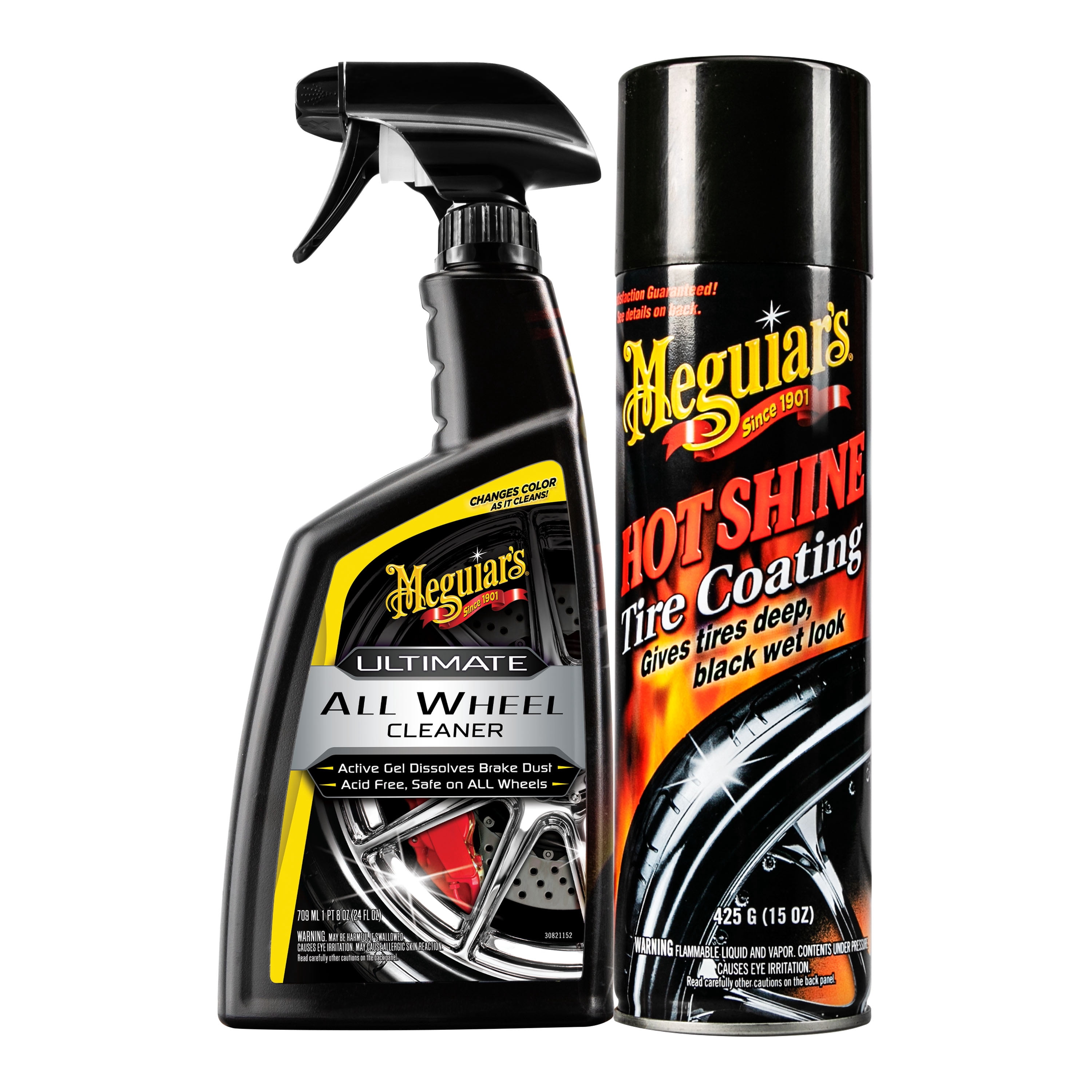 Meguiar's Ultimate All Wheel Cleaner and Hot Shine High Gloss Tire Coating Bundle
