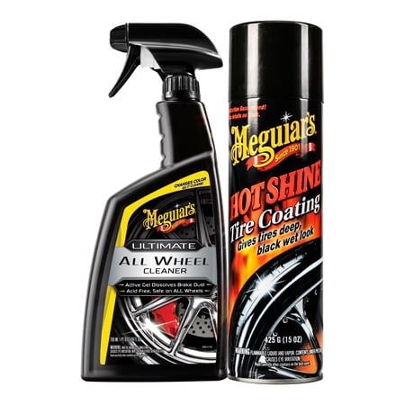 Meguiar's Ultimate All Wheel Cleaner and Hot Shine High Gloss Tire Coating Bundle