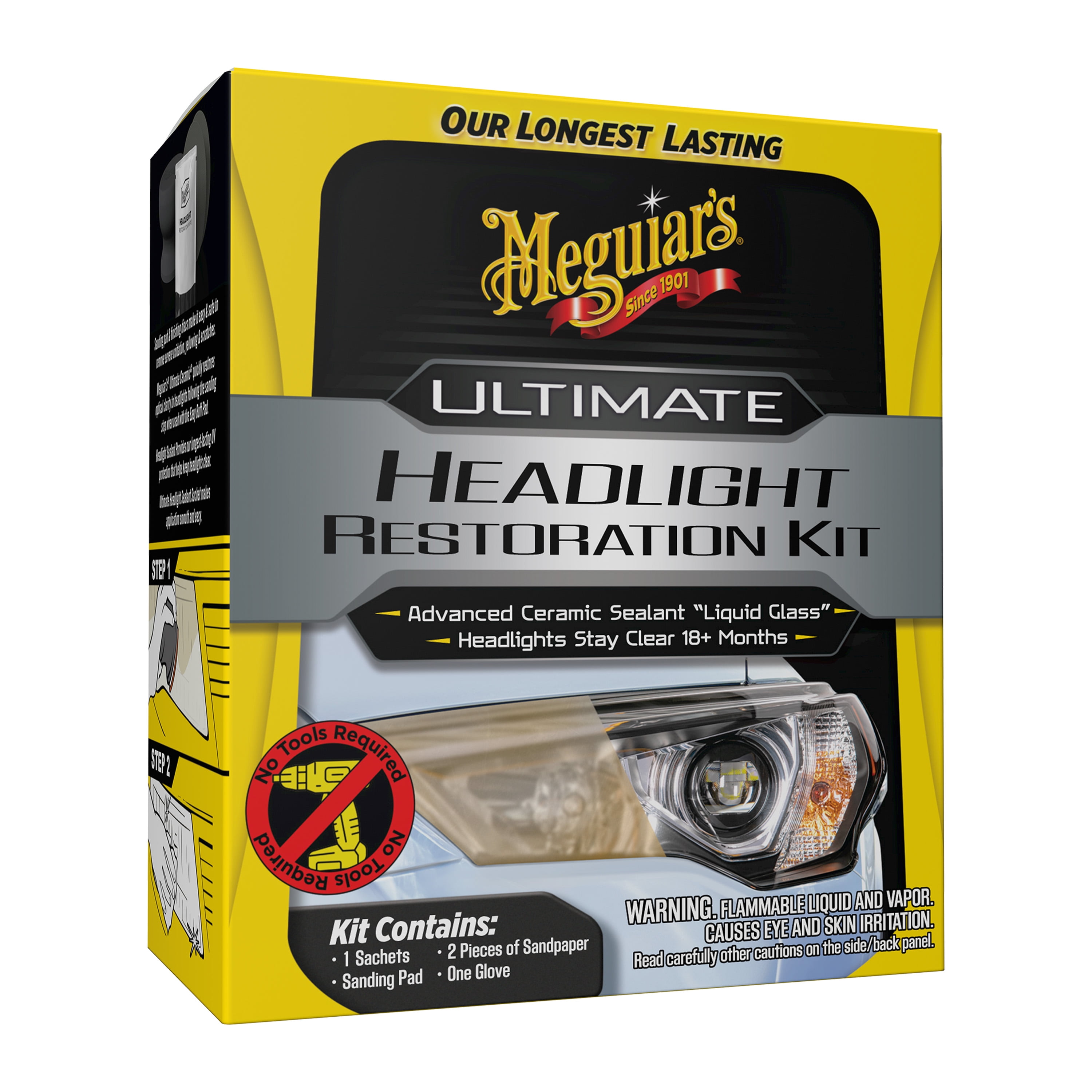 Meguiar's Ultimate Headlight Restoration Kit Removes Yellowing and