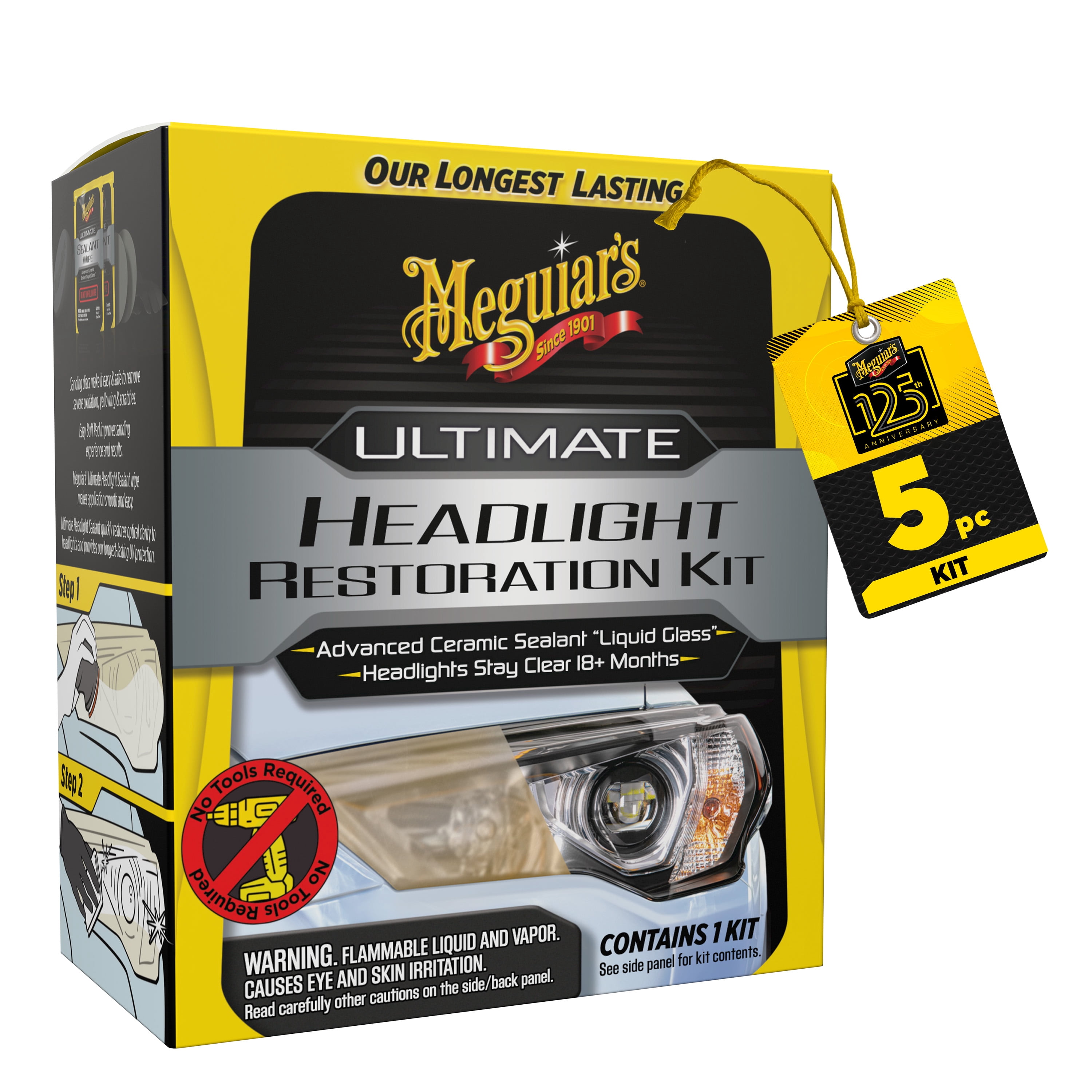 Meguiar's Ultimate Headlight Restoration Kit - Removes Yellowing and Cloudiness from Headlights, G2990