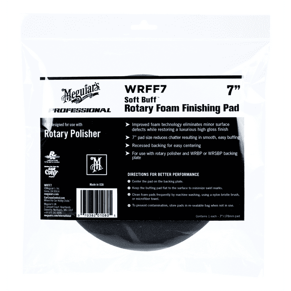 Meguiars WRFF7 Soft Buff 7" Rotary Foam Finishing Pad, 1 Pack