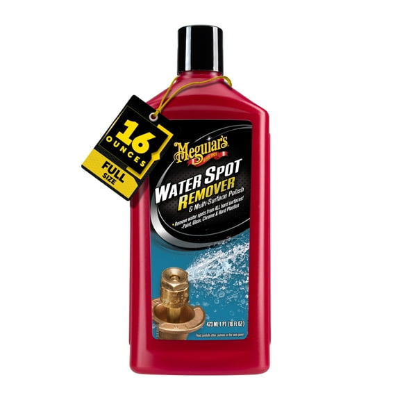 Meguiar's Water Spot Remover, Heavy Duty Water Spot Remover for Cars, Remove Water Stains and Polish Glossy Paint with a Versatile Clear Coat Safe Formula, 16 oz