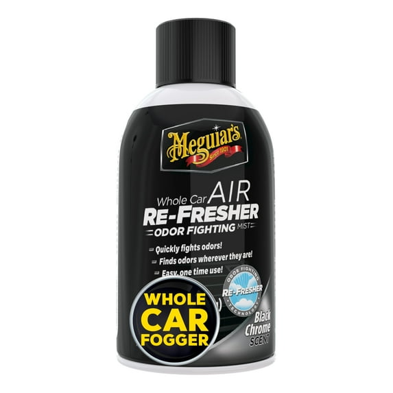 Meguiar's Whole Car Air IFF17 Refresher, Car Odor Eliminator Spray Permanently Eliminates Unwanted Vehicle Odors Throughout Your Interior, Black Chrome Scent, 2 Oz Aerosol Canister
