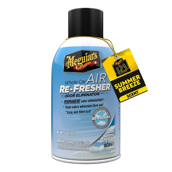 Meguiar's G16602 Whole Car Air Re-Fresher Odor Eliminator Sweet Summer Breeze Scent, 2 oz