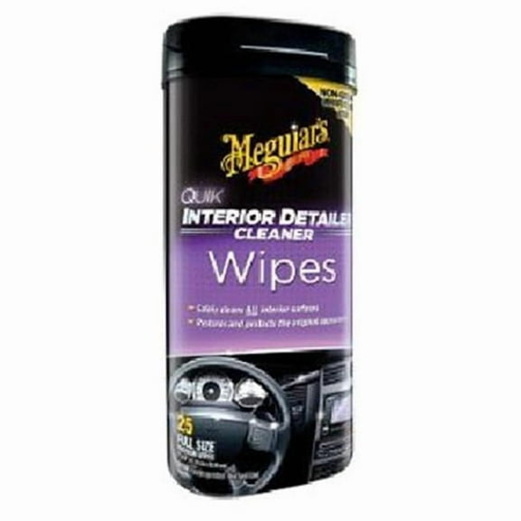 Meguiars G13600 Quik Interior Detailer Wipes, 25 Count