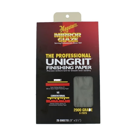 Meguiars S2025 Mirror Glaze Unigrit Finishing Paper 2000 Grit (25 sheets)