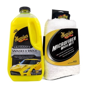 Meguiars Ultimate Car Wash and Wax - 48 fl oz. and Microfiber Wash Mitt Bundle
