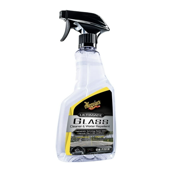 Meguiars Ultimate Glass Cleaner & Water Repellent - Premium Glass and Window Cleaner for Quick Cleaning with Hydrophobic Technology that Acts as a Rain Repellent Improving Visibility in Rain - 16oz