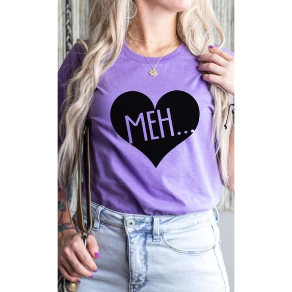 Meh Black Heart Valentines PLUS SIZE Graphic Tee T-Shirt