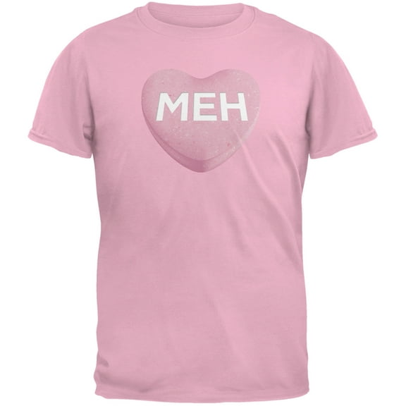 Meh Candy Heart Pink Adult T-Shirt - Small