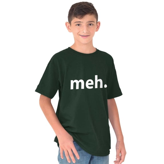 Meh Careless Sarcastic Satire Funny Crewneck T Shirts Boy Girl Teen Brisco Brands XS