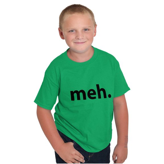 Meh Careless Sarcastic Satire Funny Crewneck T Shirts Boy Girl Teen Brisco Brands XS