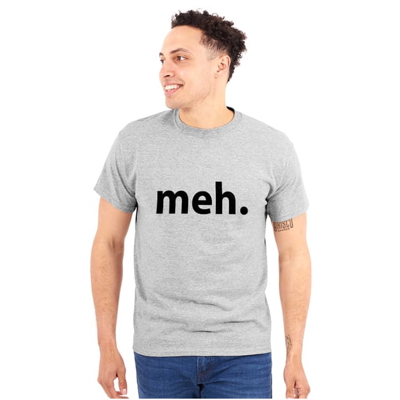 Meh Careless Sarcastic Satire Funny Plus Size Crewneck Graphic Tee Shirt Brisco Brands 2X