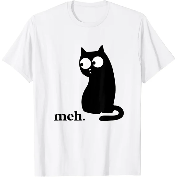 Meh Cat Grumpy Attitude Meme Style For Cat Lovers Everywhere Unisex T-Shirt, up to size 5XL