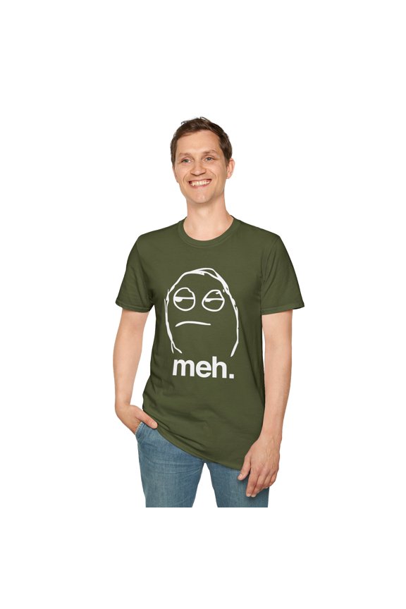 Meh Face, Gildan Unisex Softstyle T-Shirt, Funny Meme Graphic Tee, S-3XL