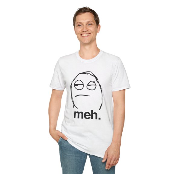 Meh Face, Gildan Unisex Softstyle T-Shirt, Funny Meme Graphic Tee, S-3XL