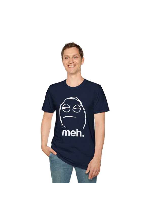 Meh Face, Gildan Unisex Softstyle T-Shirt, Funny Meme Graphic Tee, S-3XL