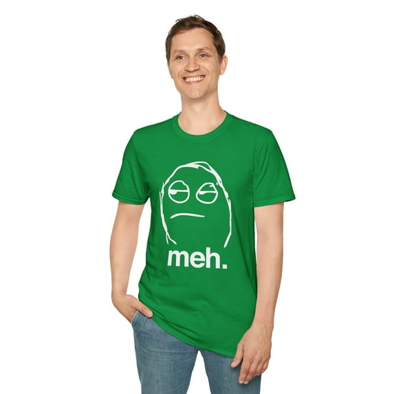 Meh Face, Gildan Unisex Softstyle T-Shirt, Funny Meme Graphic Tee, S-3XL