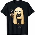 thumbnail image 1 of Meh Ghost Cat Spooky Black Cat, Halloween Coffee Lover, Funny Graphic, Short Sleeve T-Shirt, 1 of 5
