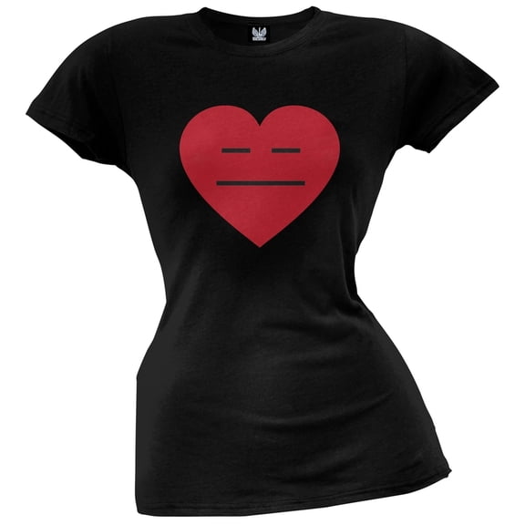 Meh Heart Face Juniors Black T-Shirt