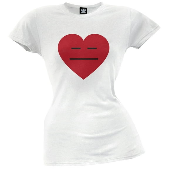 Meh Heart Face Juniors White T-Shirt