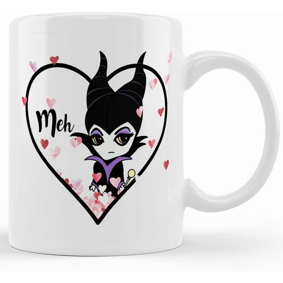 Meh, Maleficent Inspired Valentine's Day Mug, Ceramic Novelty Coffee Mug, Tea Cup, Gift Present For Birthday, Christmas Thanksgiving Festival, 11oz Sarcasm With Sayings Mug