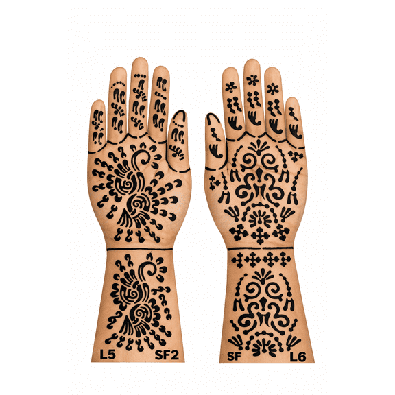 Mehndi Finger Stencil, Decorative Henna Pattern Template Sheets for Bridal, Wedding & Festival Finger Decoration | Easy Apply