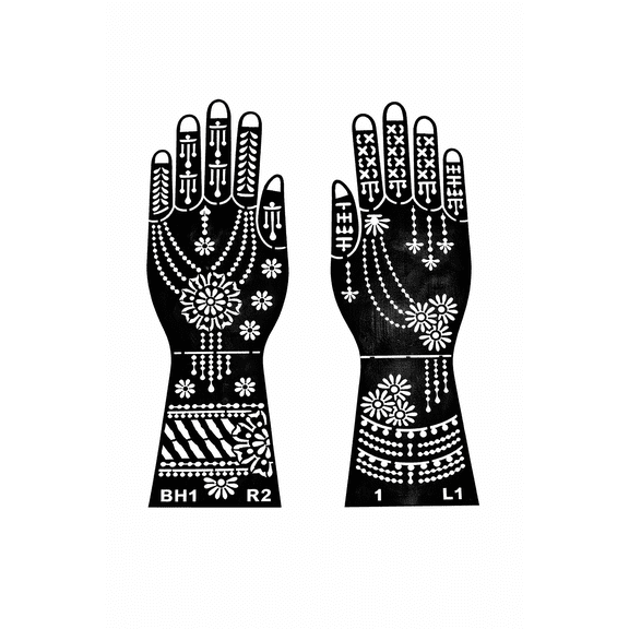 Mehndi Finger Stencil Set Minimal Designs for Henna Art, Single Use Pattern Sheets for Bridal Festival Finger Decoration Use Set of 2